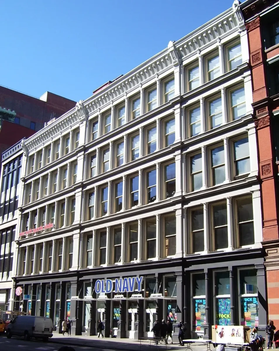 The cast-iron warehouse facades at 503-511 Broadway in SoHo, built in 1878-79 to designs by John B. Snook, part of a New York architecture tour